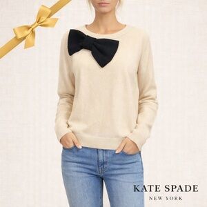 Kate Spade Cashmere Cream Bow Sweater M